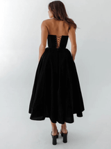 Tea Length Black Velvet Dress