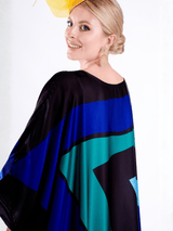 Blue Abstract Silk Kaftan For Women