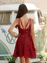 Burgundy Mini Prom Dress