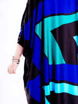 Blue Abstract Silk Kaftan For Women