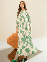 Sage Bloom Kaftan Dress