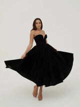 Tea Length Black Velvet Dress