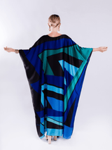 Blue Abstract Silk Kaftan For Women