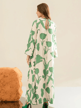 Sage Bloom Kaftan Dress