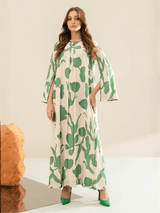 Sage Bloom Kaftan Dress