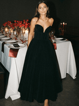 Tea Length Black Velvet Dress