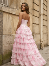 Strapless A-Line Long Prom Dress with Slit