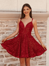 Burgundy Mini Prom Dress