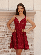 Burgundy Mini Prom Dress