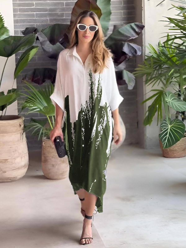 Cascade Kaftan Dress Olive