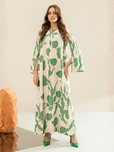 Sage Bloom Kaftan Dress