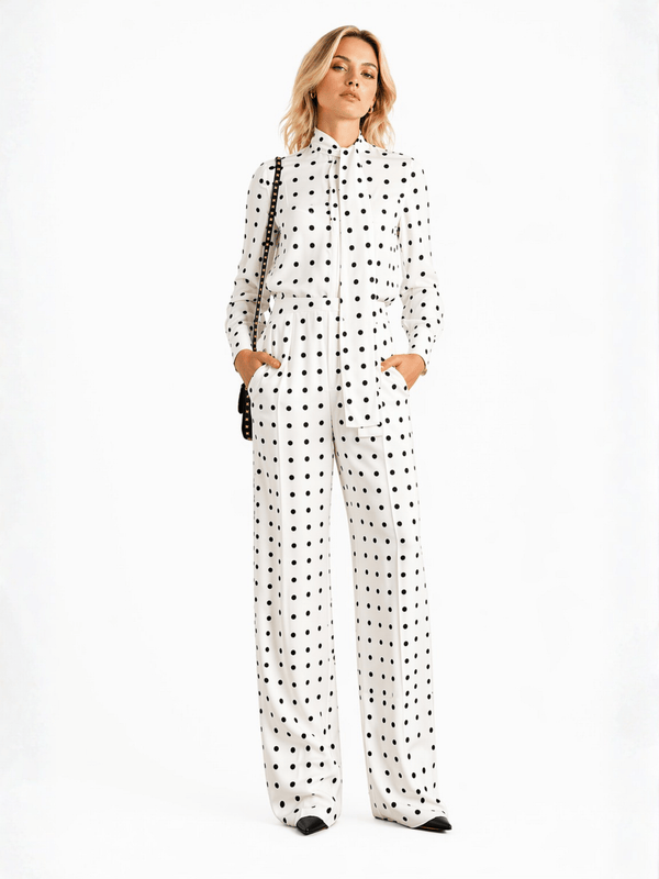Midnight Polka Silk Jumpsuit