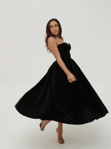 Tea Length Black Velvet Dress