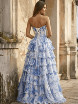 Strapless A-Line Long Prom Dress with Slit