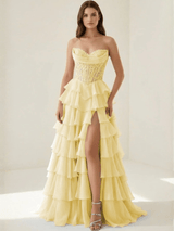 Sweetheart Neck Corset Prom Dress with Slit