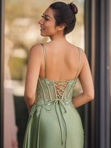 Sheer Corset Long Sweetheart Prom Dress