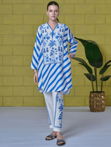 Blue Stripe Floral Co-ord Set