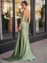 Sheer Corset Long Sweetheart Prom Dress