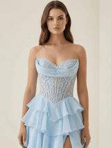 Sweetheart Neck Corset Prom Dress with Slit