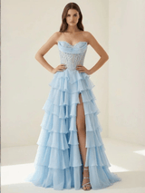 Sweetheart Neck Corset Prom Dress with Slit