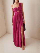 Fuchsia Party Wear Dress with Split