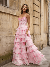 Strapless A-Line Long Prom Dress with Slit