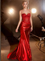 Sheer Corset Long Sweetheart Prom Dress