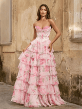 Strapless A-Line Long Prom Dress with Slit